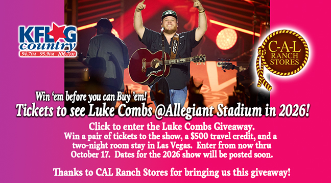 Enter for a chance to win the KFLG Luke Combs Giveaway Contest